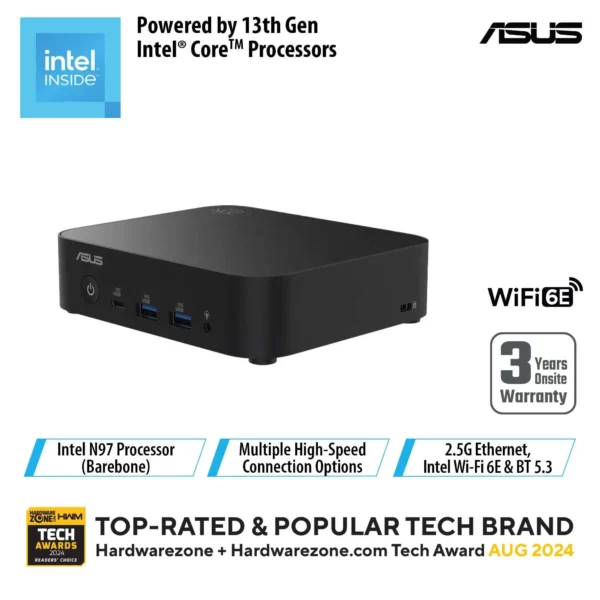Asus ASUS NUC 14 Essential Mini PC, Quad-Core N97, 16GB DDR5, Intel UHD Graphics - Additional View