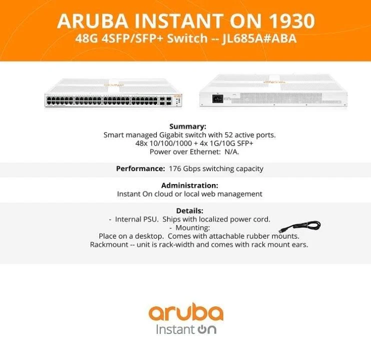 Hewlett Packard Enterprise Hewlett Packard Enterprise 1930 48-Port Managed Ethernet Switch PoE+