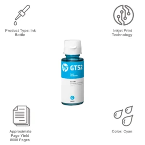 Hp HP GT52 Cyan Ink Refill Kit for Inkjet Printers - High Yield