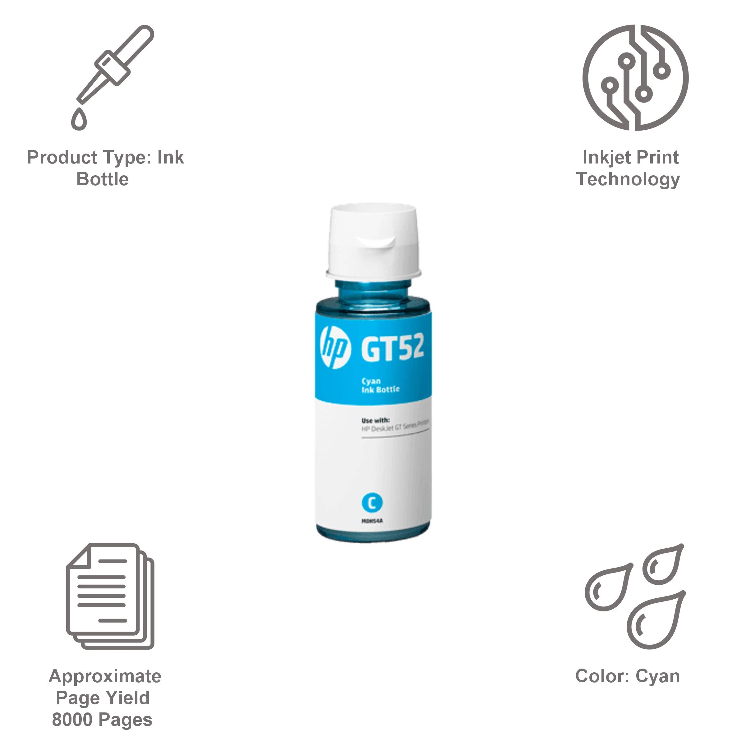 Hp HP GT52 Cyan Ink Refill Kit for Inkjet Printers - High Yield - Additional View