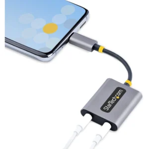 Startech.Com StarTech.com USB-C to Dual 3.5mm Audio Adapter - Aluminum, Black/Gray